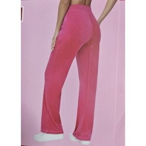 Juicy Couture Track Pants Women XL Pink Velour Rhinestone‎ Logo Flare Y2K NWOT